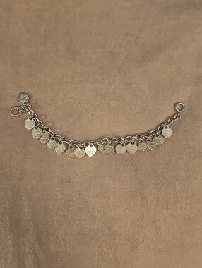 Designer Inspired  Silver Heart Tag Charm Bracelet